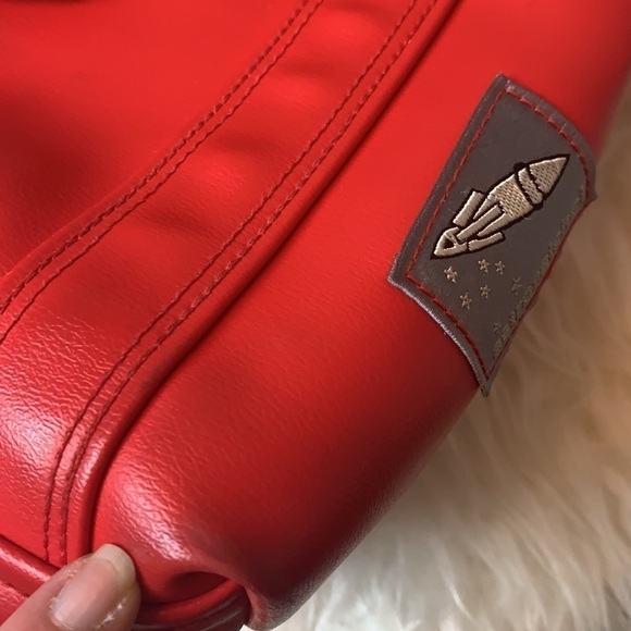 ASTROSATCHEL hot red scarf tie medium size satchel bag - Picture 15 of 16